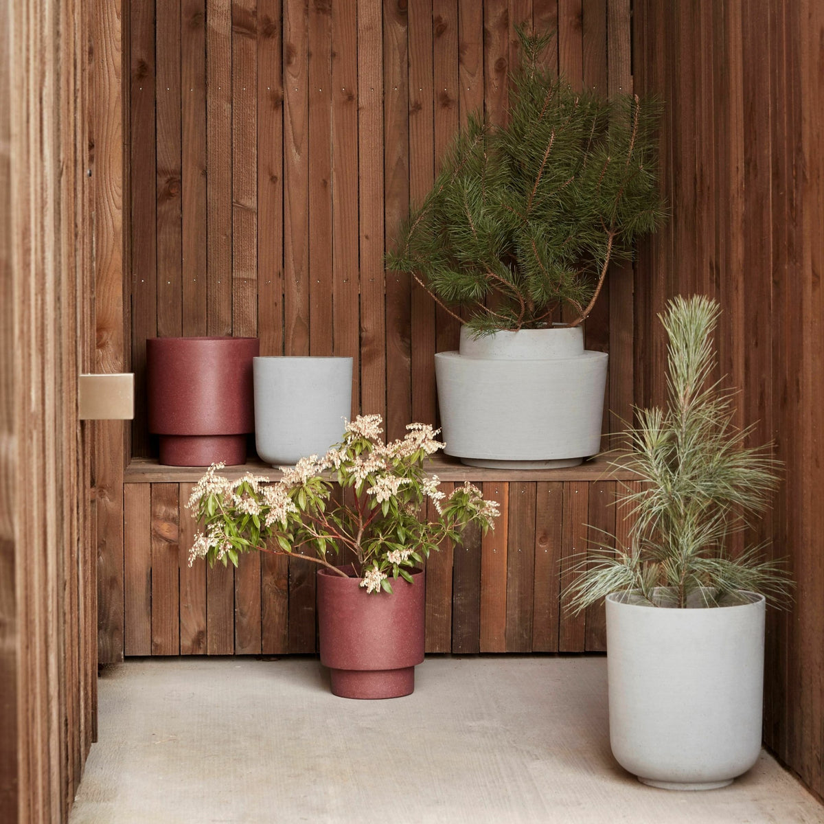2 pots gris en pierre arrondis - Hübsch - The Cool Republic