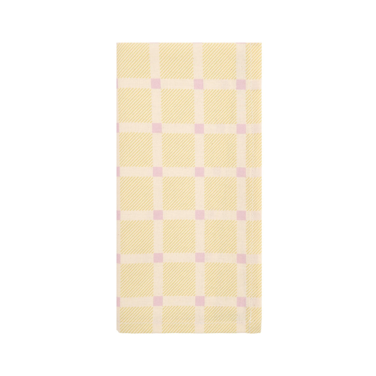 2 serviettes de table en popeline de coton bio à carreaux jaune et rose 45 x 45 cm - Nobodinoz - The Cool Republic