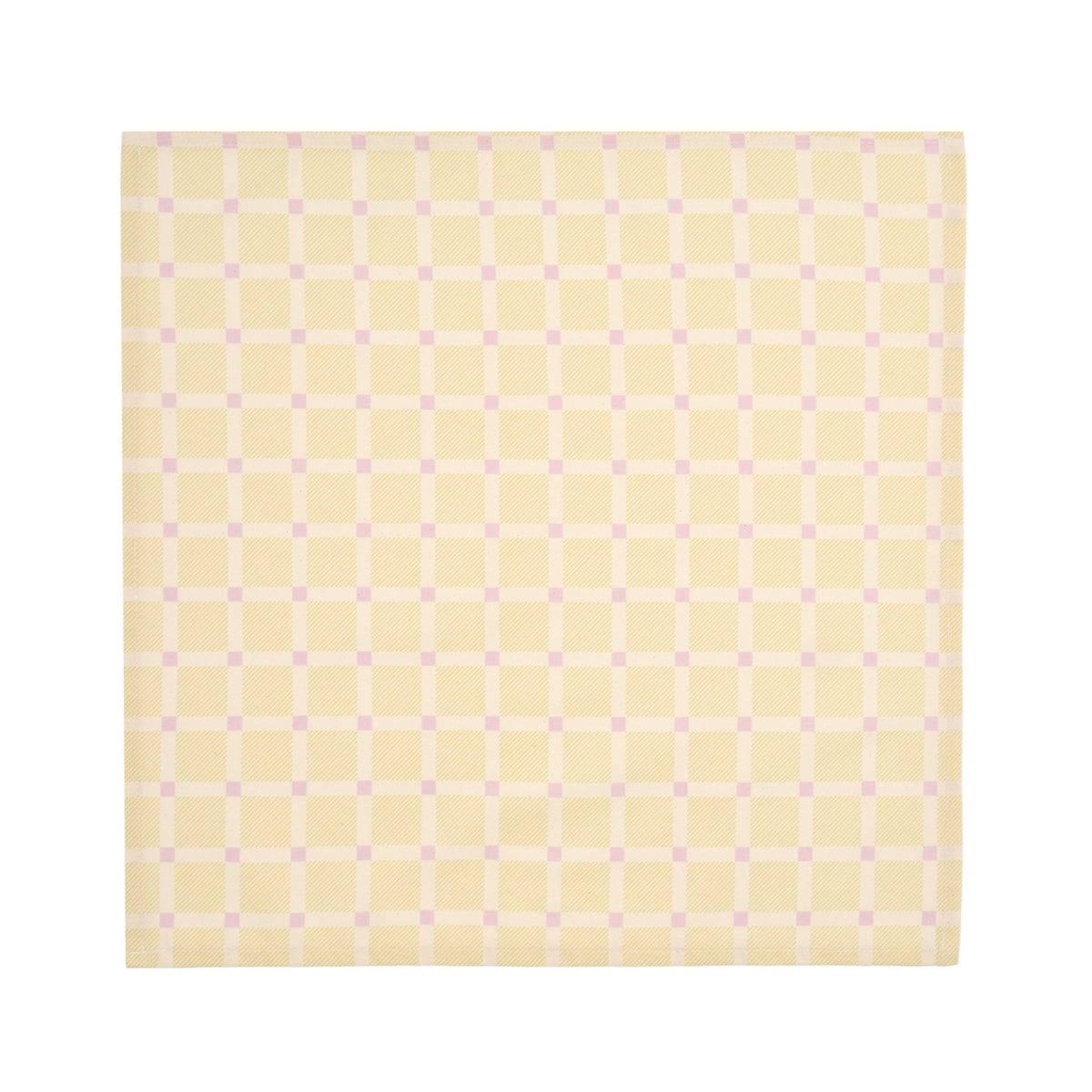 2 serviettes de table en popeline de coton bio à carreaux jaune et rose 45 x 45 cm - Nobodinoz - The Cool Republic