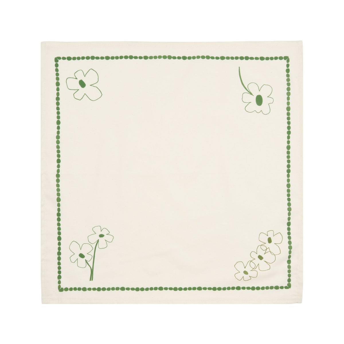 2 serviettes de table en popeline de coton bio à fleurs vert 45 x 45 cm - Nobodinoz - The Cool Republic