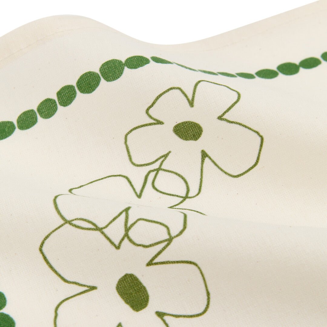 2 serviettes de table en popeline de coton bio à fleurs vert 45 x 45 cm - Nobodinoz - The Cool Republic