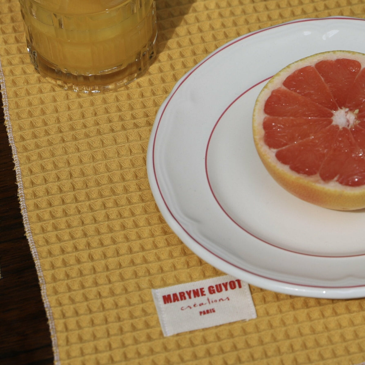 2 mustard embossed placemats - Maryne Guyot Créations - The Cool Republic
