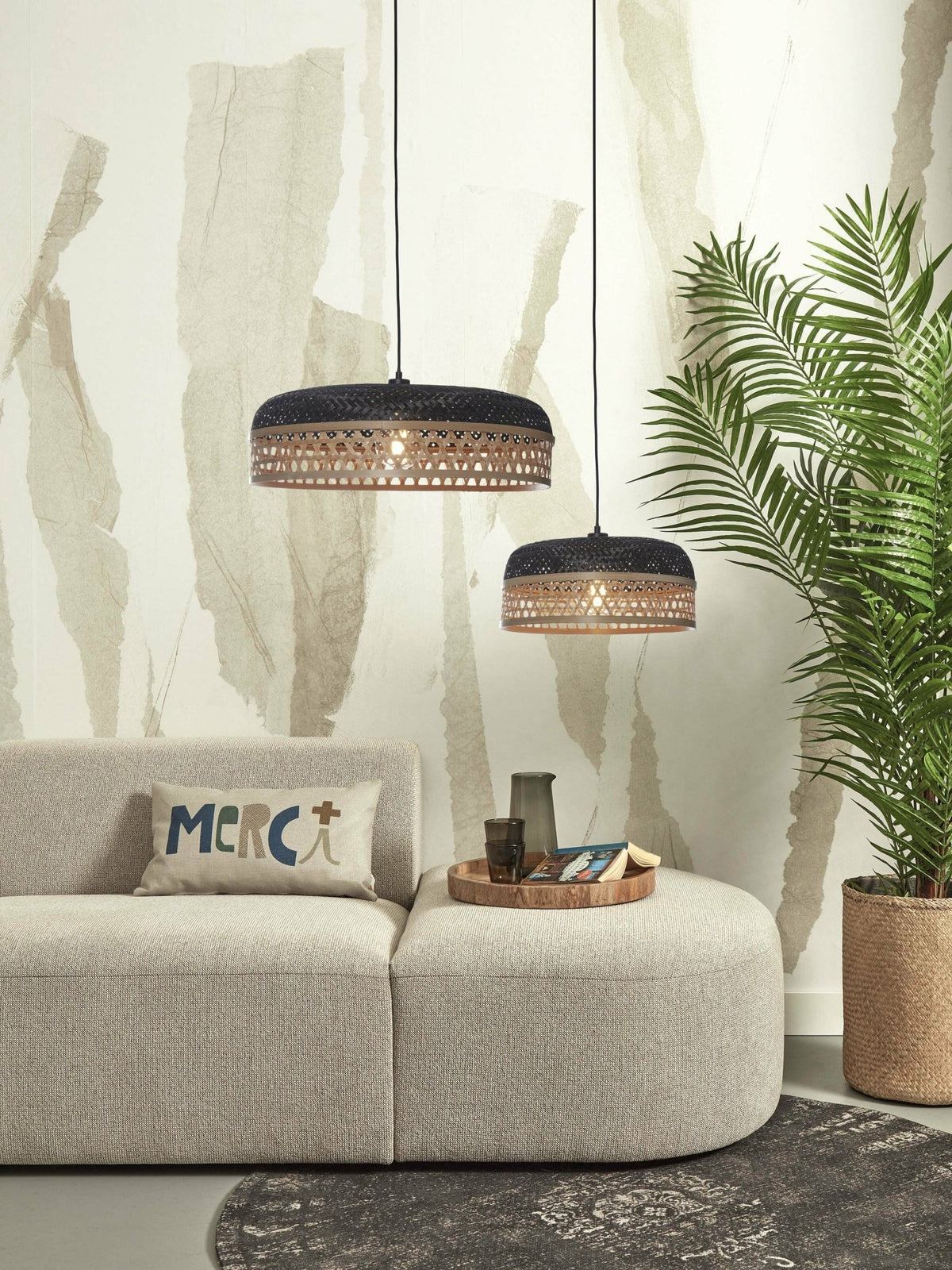 2 Suspensions en bambou noir et naturel 60/40 cm Ubud - Good & Mojo - The Cool Republic