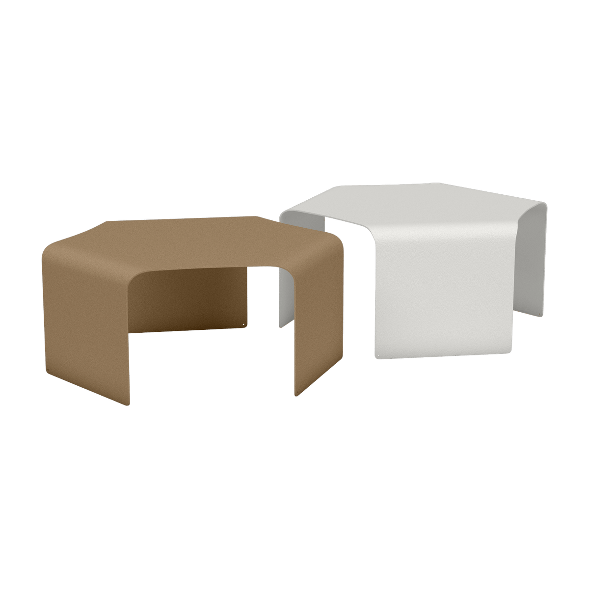 2 Tables basses en acier blanc et sable Ponant - Matière Grise - The Cool Republic