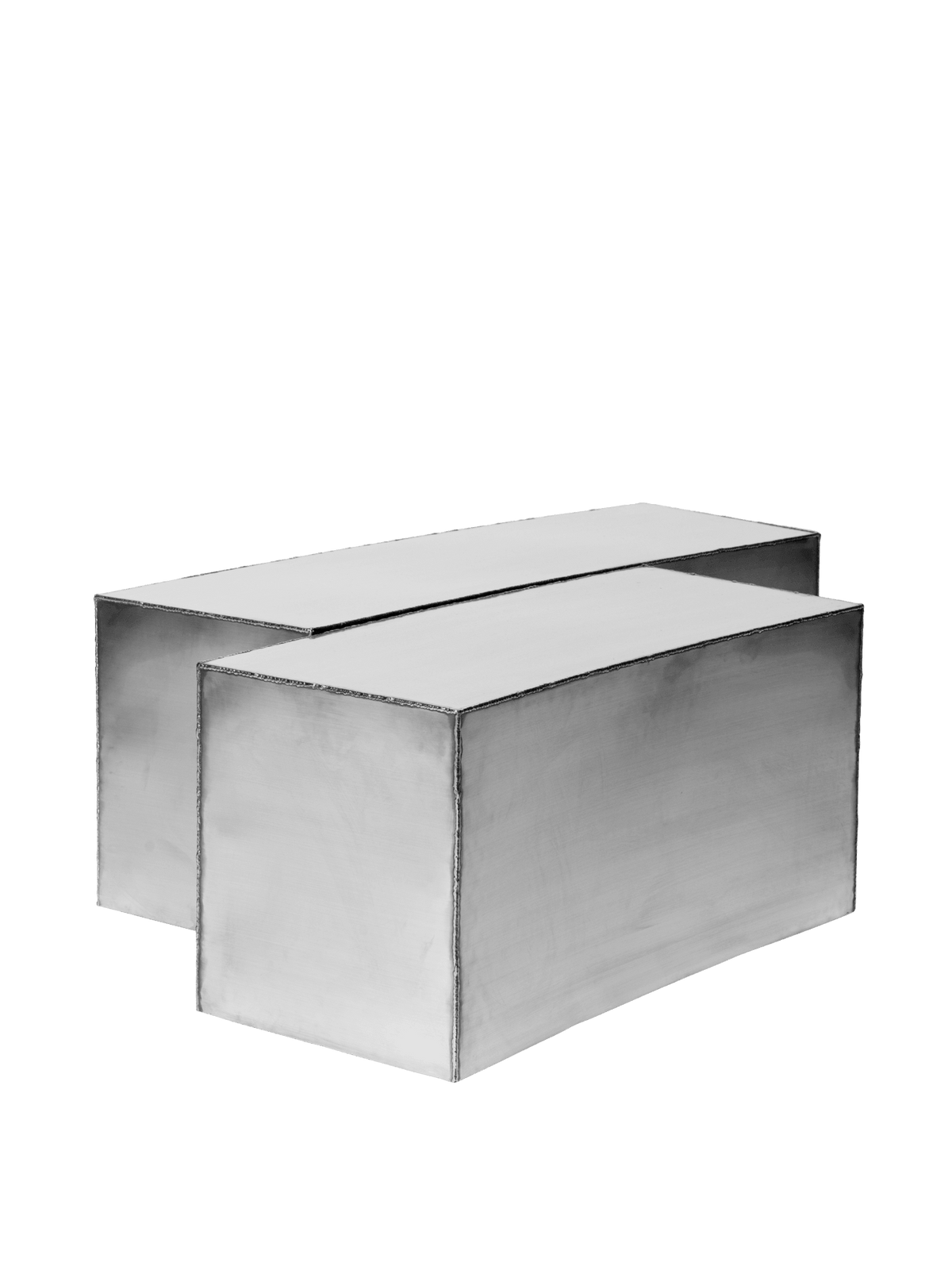 2 Tables basses en acier inoxydable brossé 91 x 61,5 x 35 cm Ferra - Ferm Living - The Cool Republic