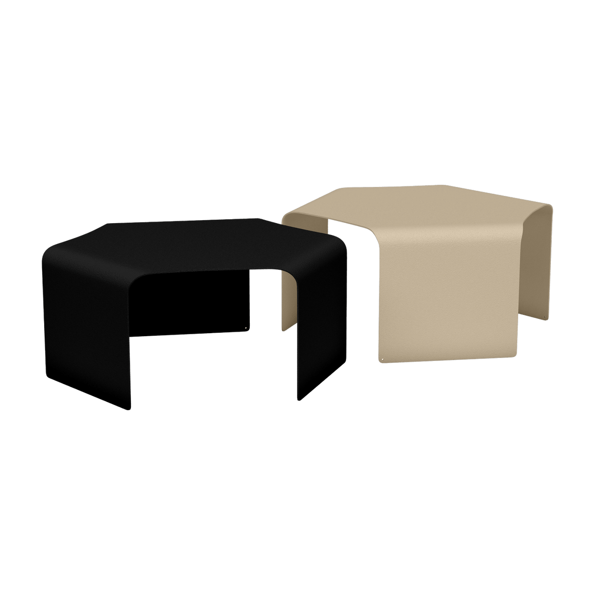 2 Tables basses en acier noir et crème Ponant - Matière Grise - The Cool Republic