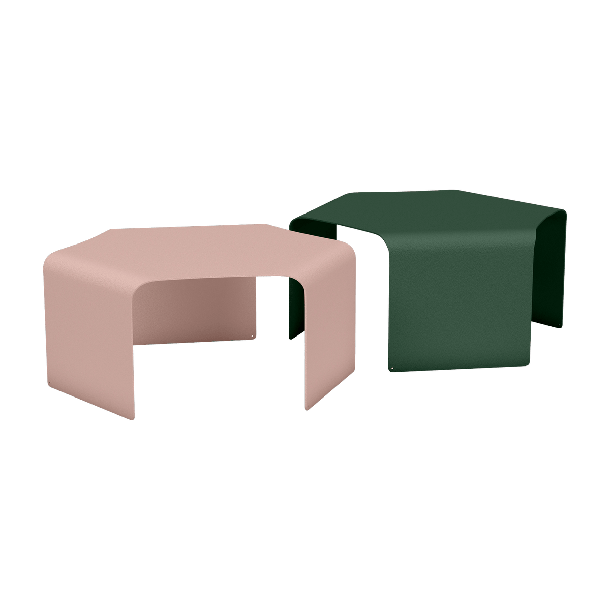 2 Tables basses en acier olive et baby pink Ponant - Matière Grise - The Cool Republic