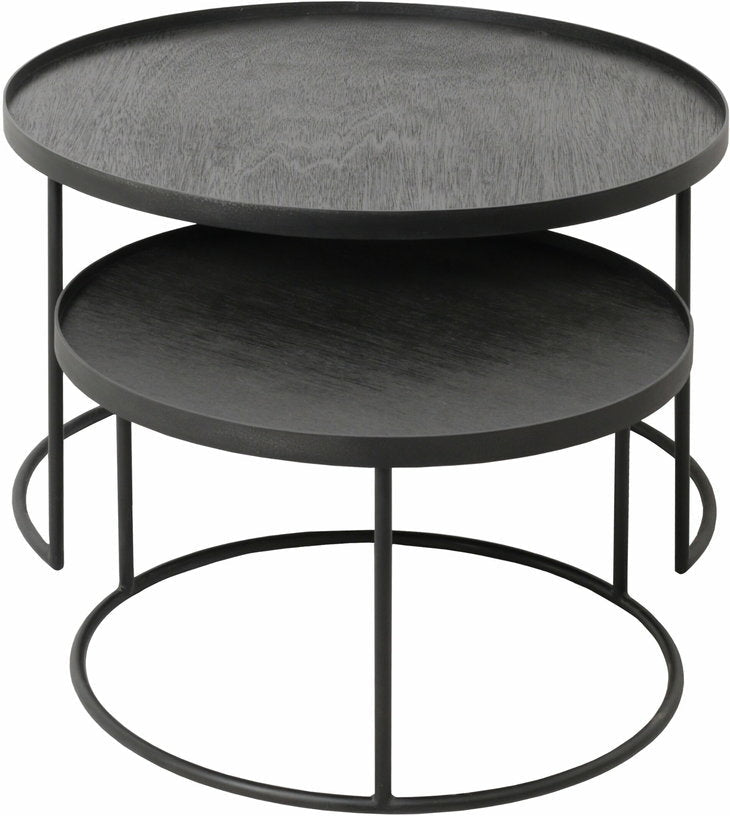 2 tables basses gigognes en métal à plateau rond 62 cm - Ethnicraft Accessories - The Cool Republic