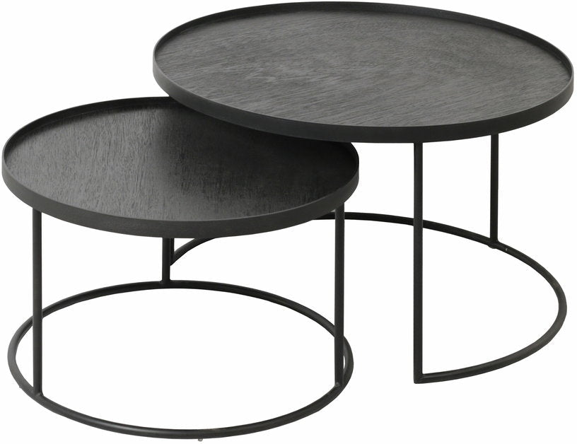 2 tables basses gigognes en métal à plateau rond 62 cm - Ethnicraft Accessories - The Cool Republic