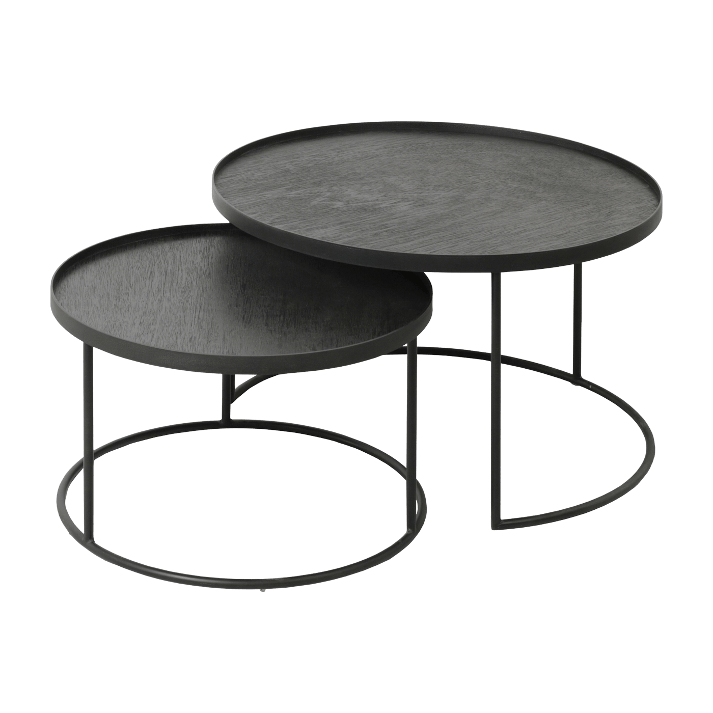 2 tables basses gigognes en métal à plateau rond 62 cm - Ethnicraft Accessories - The Cool Republic