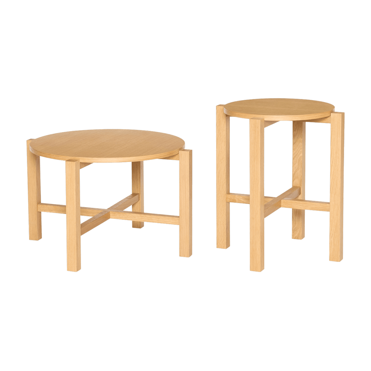 2 Tables basses rondes en bois de chêne naturel Four - Hübsch - The Cool Republic