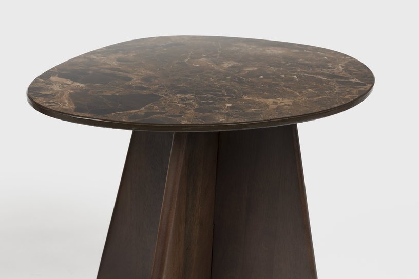 2 Tables d'appoint en bois de manguier et céramique marron Oréa - The Cool Republic - The Cool Republic
