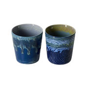 2 Tazas de café de gres azul oscuro Van Gogh 7,5x8cm 230ml Vaisselle 70s - HKLiving