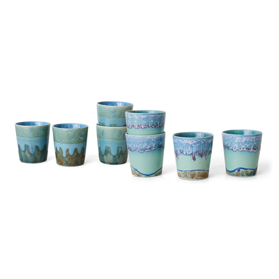 2 Tasses à café en grès bleu Van Gogh 7,5x8cm 230ml Vaisselle 70s - HKLiving - The Cool Republic