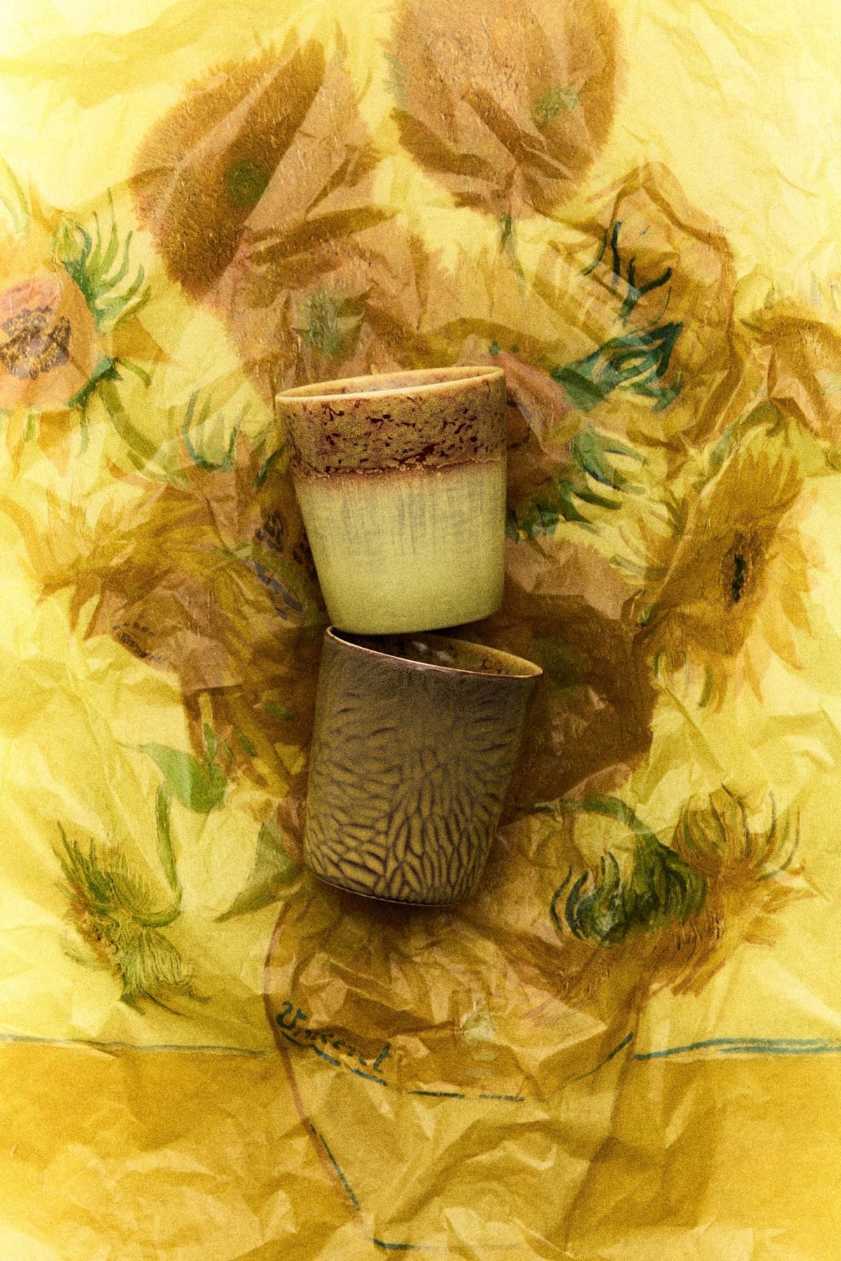 2 Tasses à café en grès jaune Van Gogh 7,5x8cm 230ml Vaisselle 70s - HKliving - The Cool Republic