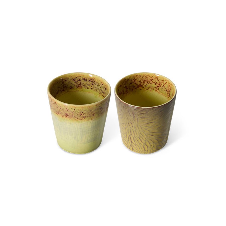 2 Tasses à café en grès jaune Van Gogh 7,5x8cm 230ml Vaisselle 70s - HKliving - The Cool Republic