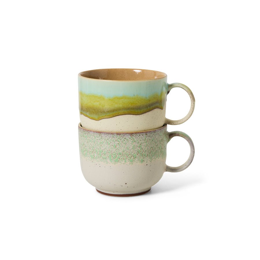 2 tasses à thé en céramique néo 14,2x10,4x8,3cm 70's ceramics - HKliving - The Cool Republic