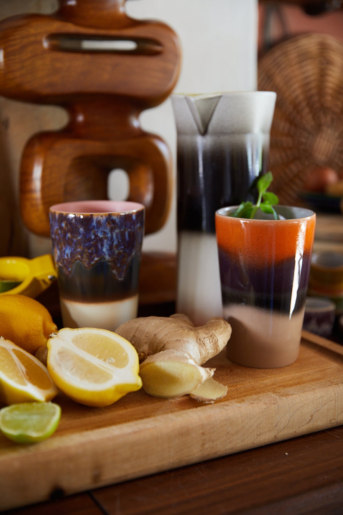 Tasses à thé en grès crépuscule 8,7x13,5cm Vaisselle 70's - HKliving