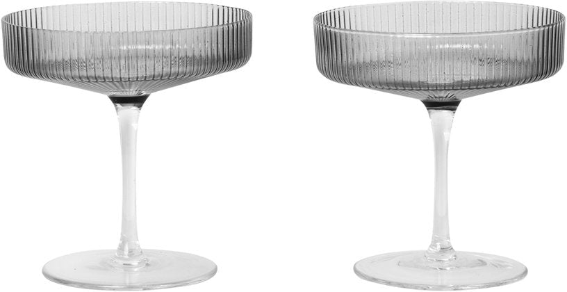 2 Verres à champagne gris Ripple - Ferm Living - The Cool Republic