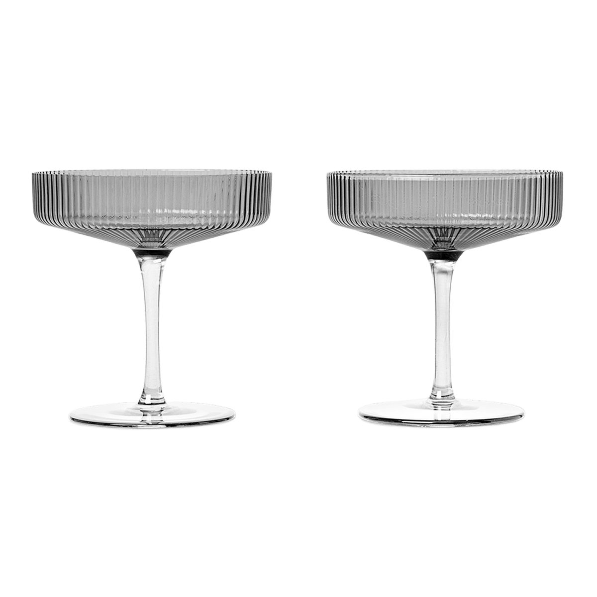 2 Verres à champagne gris Ripple - Ferm Living - The Cool Republic