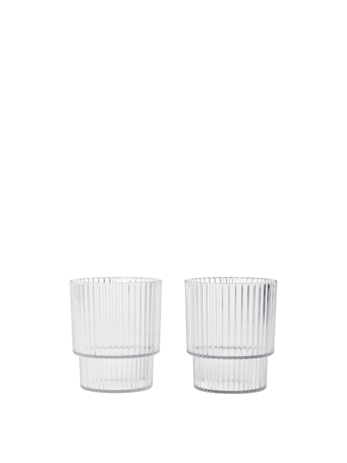 2 Verres à eau en plastique transparent 6,6 x 7,7 cm Ripple - Ferm Living - The Cool Republic