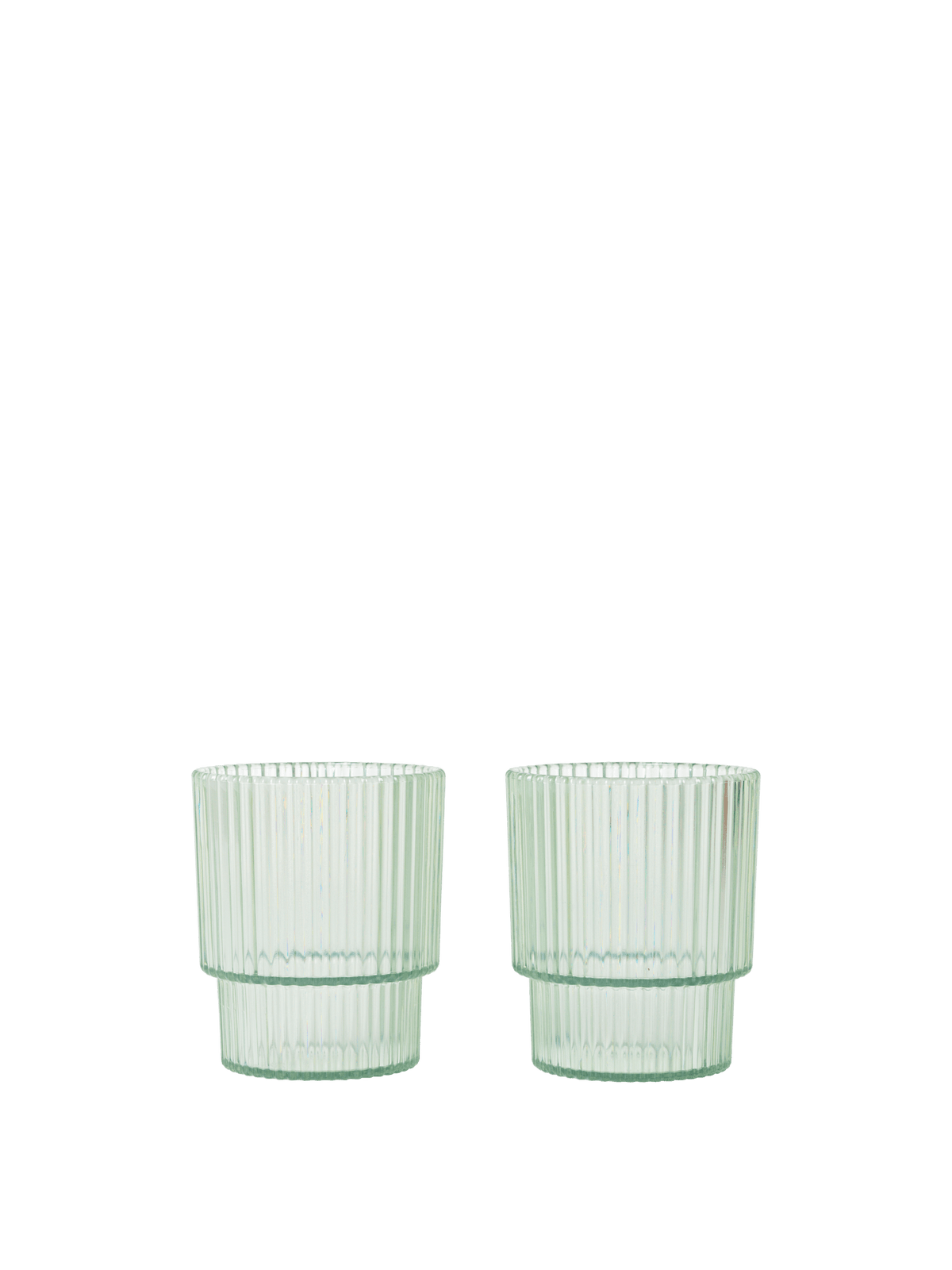 2 Verres à eau en plastique transparent vert 6,6 x 7,7 cm Ripple - Ferm Living - The Cool Republic