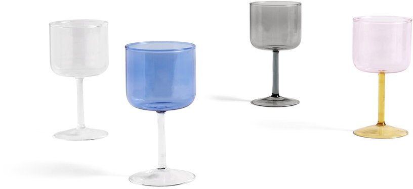 2 verres à vin rose et jaune 7 x 15 cm Tint - HAY - The Cool Republic