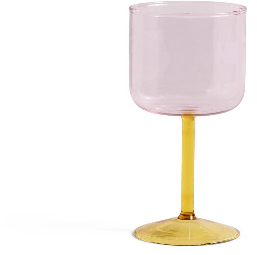 2 verres à vin rose et jaune 7 x 15 cm Tint - HAY - The Cool Republic