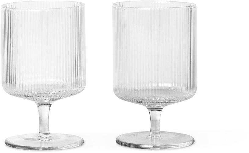 2 Verres à vin transparents Ripple - Ferm Living - The Cool Republic