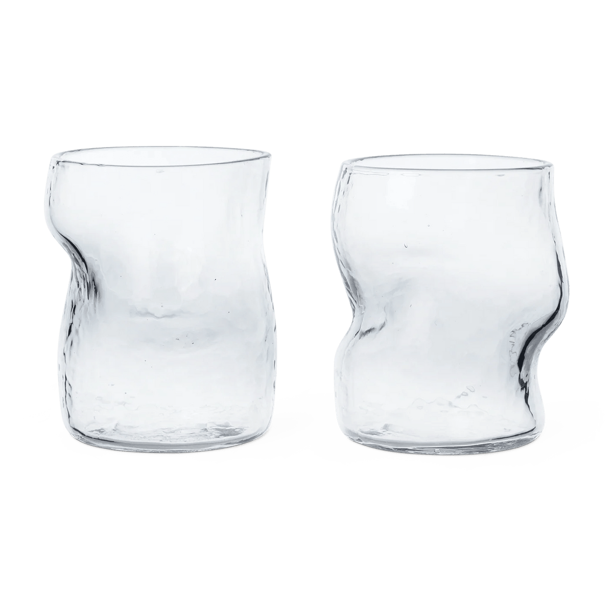 2 Glasses in transparent glass 270ml Dimple - Ferm Living - The Cool Republic