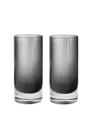 2 Verres hauts en verre soufflé recyclé gris fumé 7 x 16 cm Ripple - Ferm Living - The Cool Republic