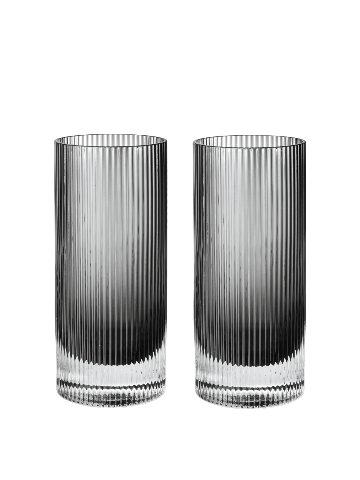 2 Verres hauts en verre soufflé recyclé gris fumé 7 x 16 cm Ripple - Ferm Living - The Cool Republic