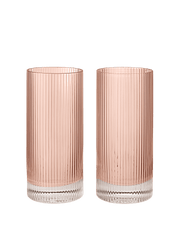 2 Verres hauts en verre soufflé recyclé rose 7 x 16 cm Ripple - Ferm Living - The Cool Republic