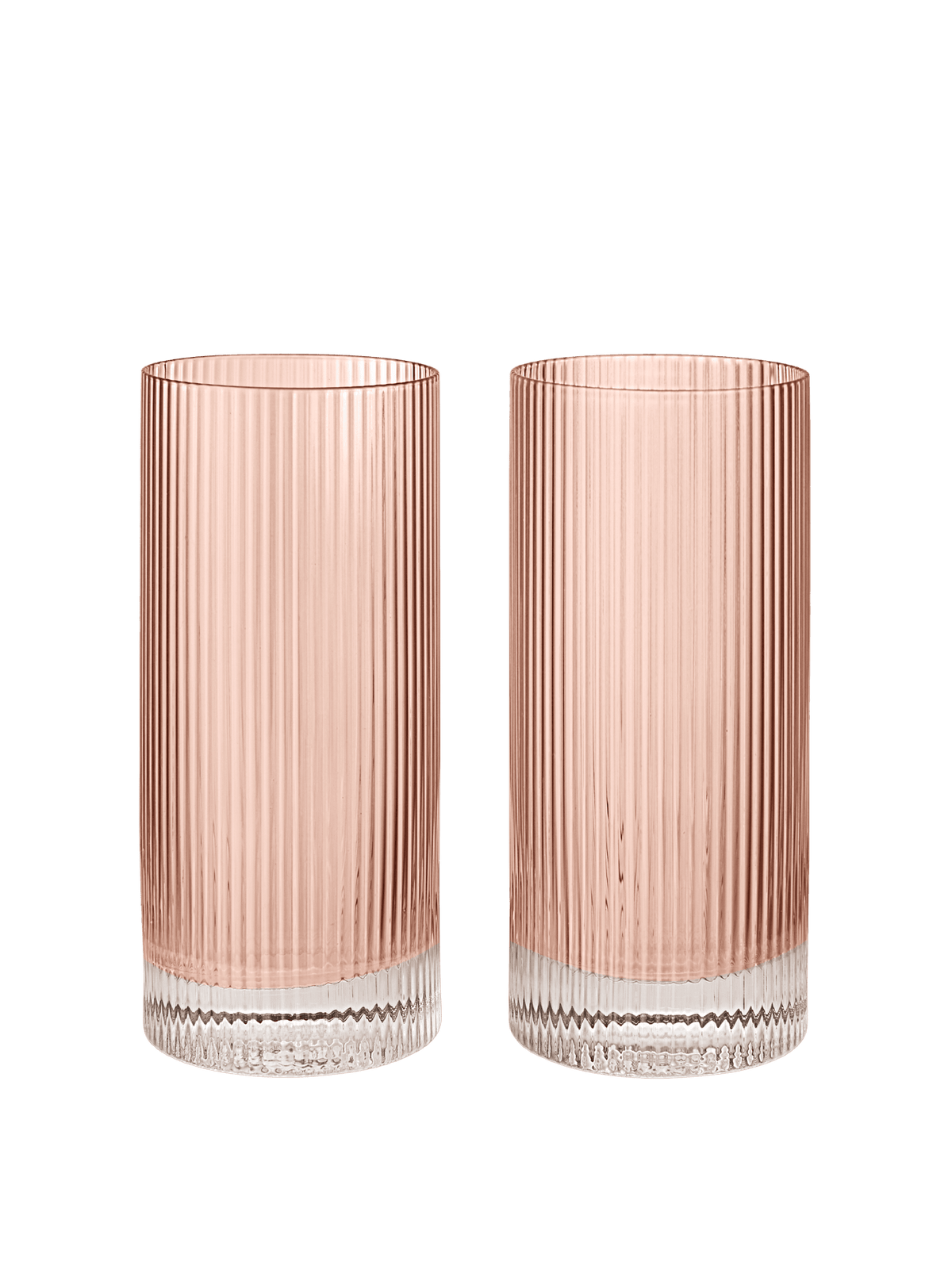 2 Verres hauts en verre soufflé recyclé rose 7 x 16 cm Ripple - Ferm Living - The Cool Republic