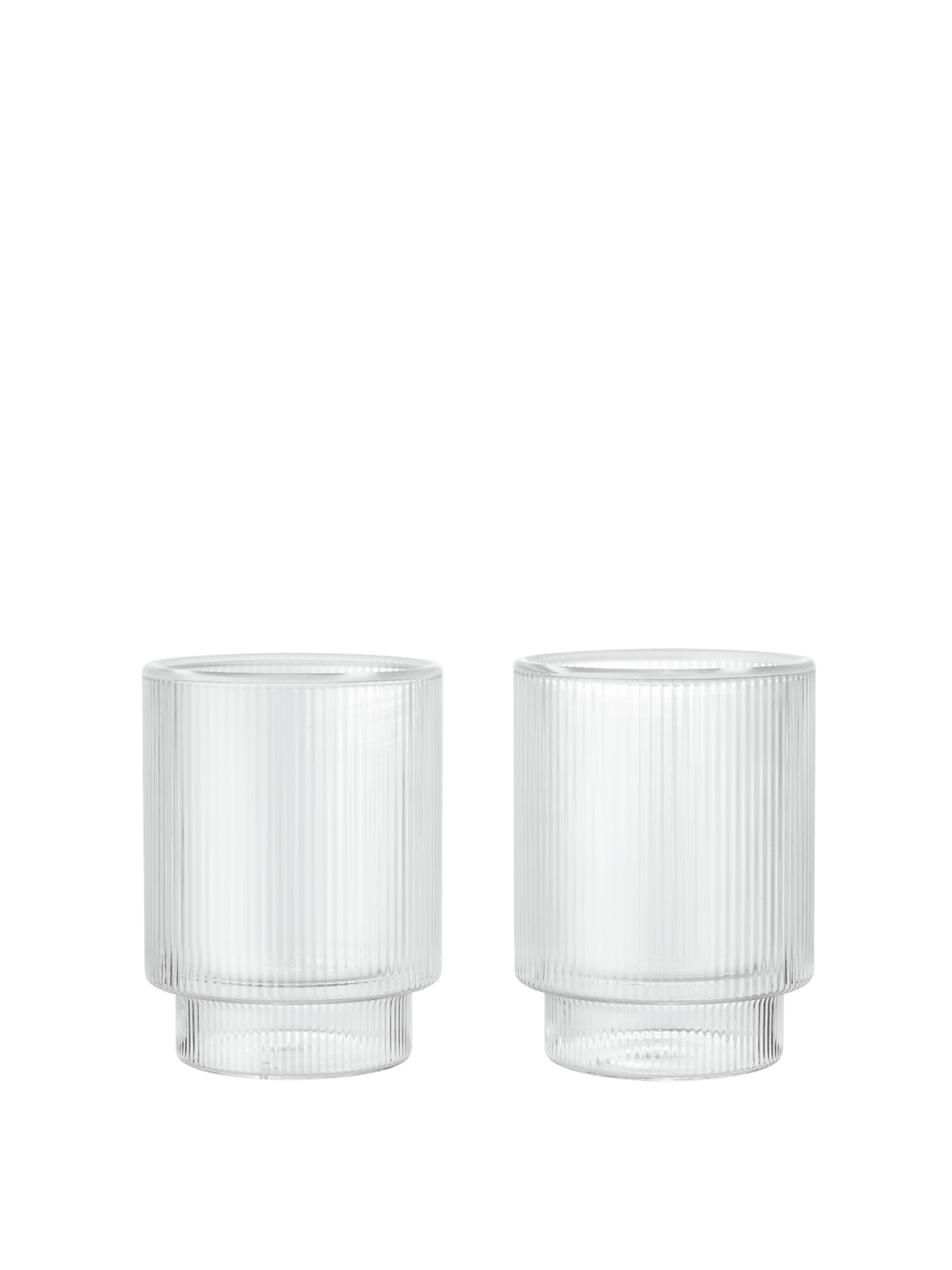 2 Verres isotherme double paroi en verre soufflé recyclé transparent Ripple - Ferm Living - The Cool Republic
