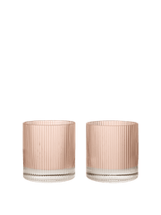2 Verres tumbler en verre soufflé recyclé transparent rose 8,5 x 9 cm Ripple - Ferm Living - The Cool Republic
