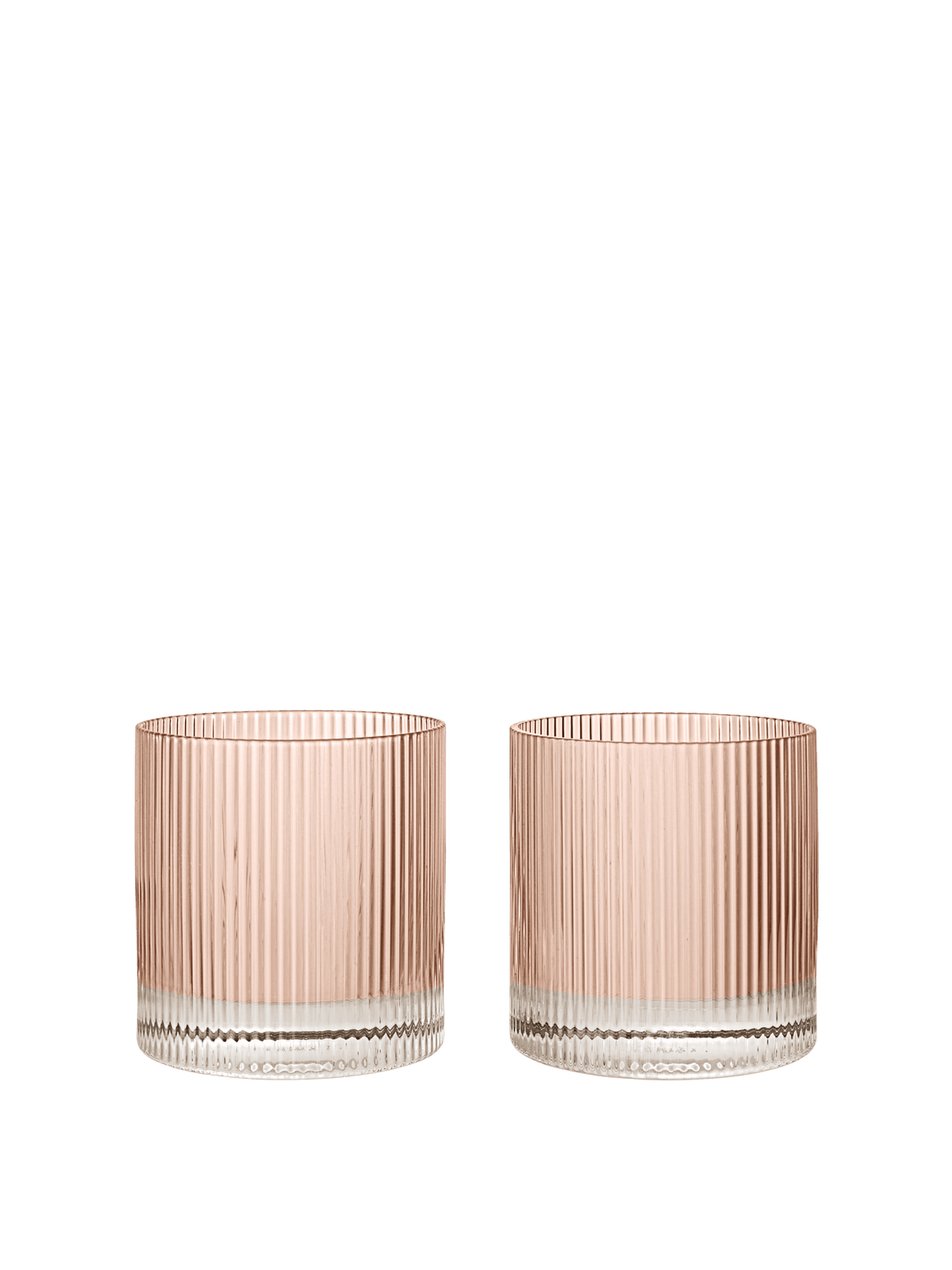 2 Verres tumbler en verre soufflé recyclé transparent rose 8,5 x 9 cm Ripple - Ferm Living - The Cool Republic