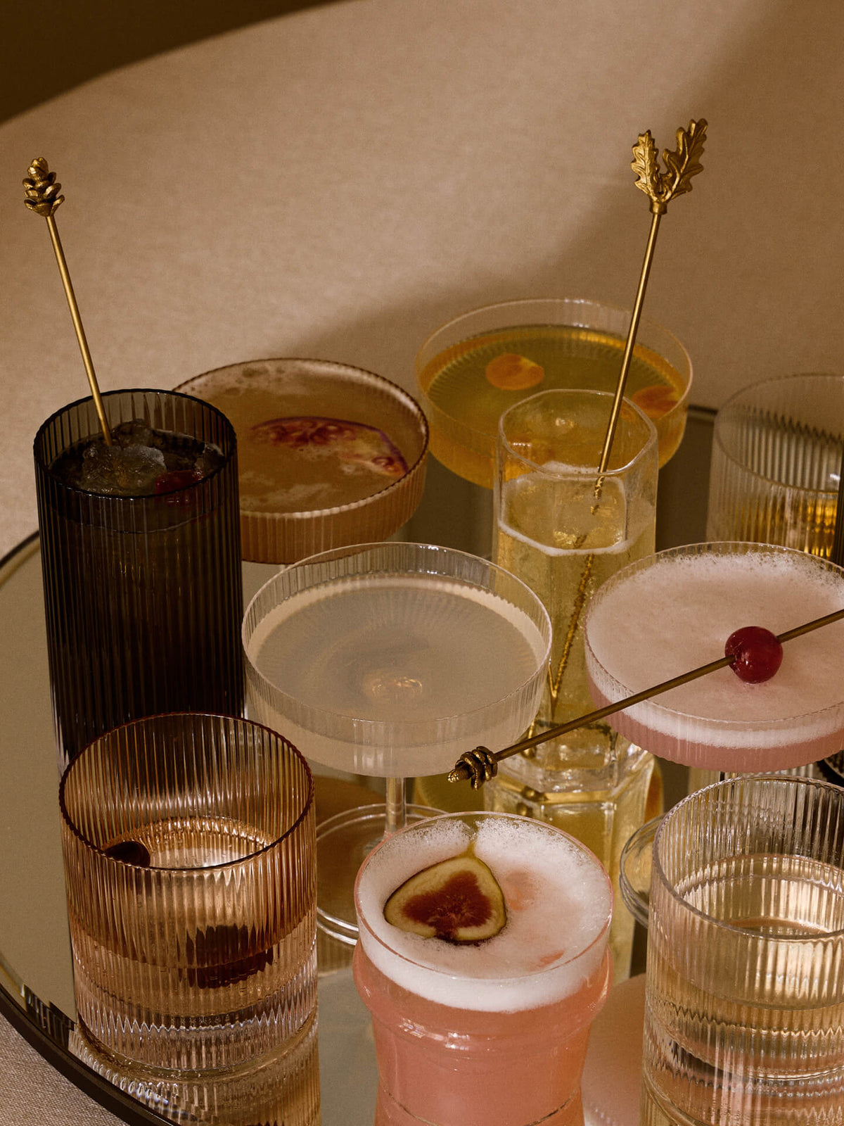 2 Verres tumbler en verre soufflé recyclé transparent rose 8,5 x 9 cm Ripple - Ferm Living - The Cool Republic