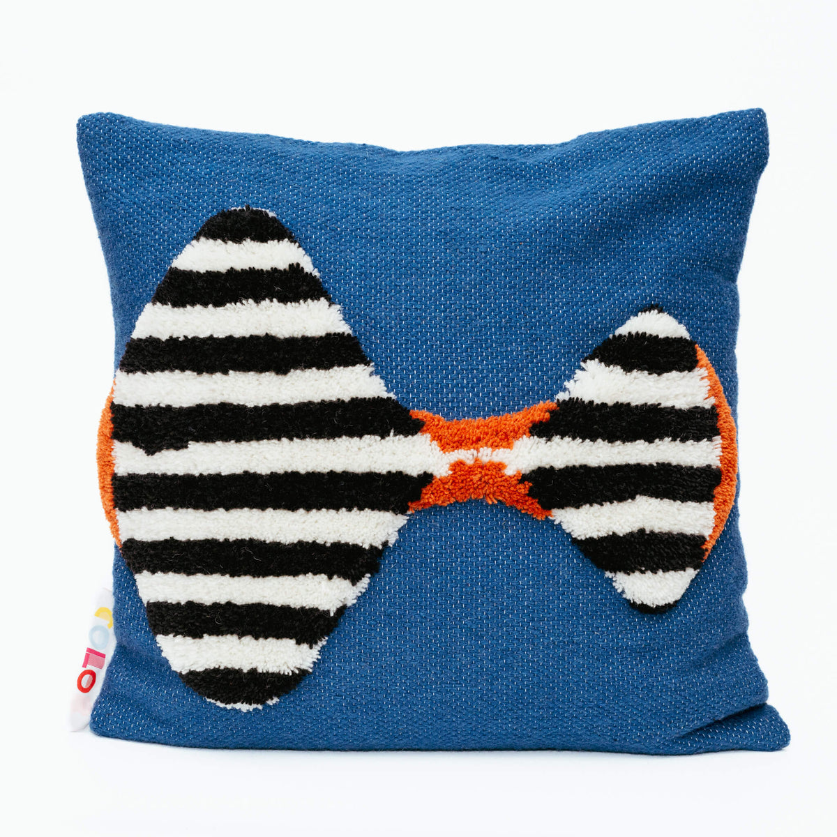Housse de Coussin Bleu en Laine Fait Main Time Laps de face