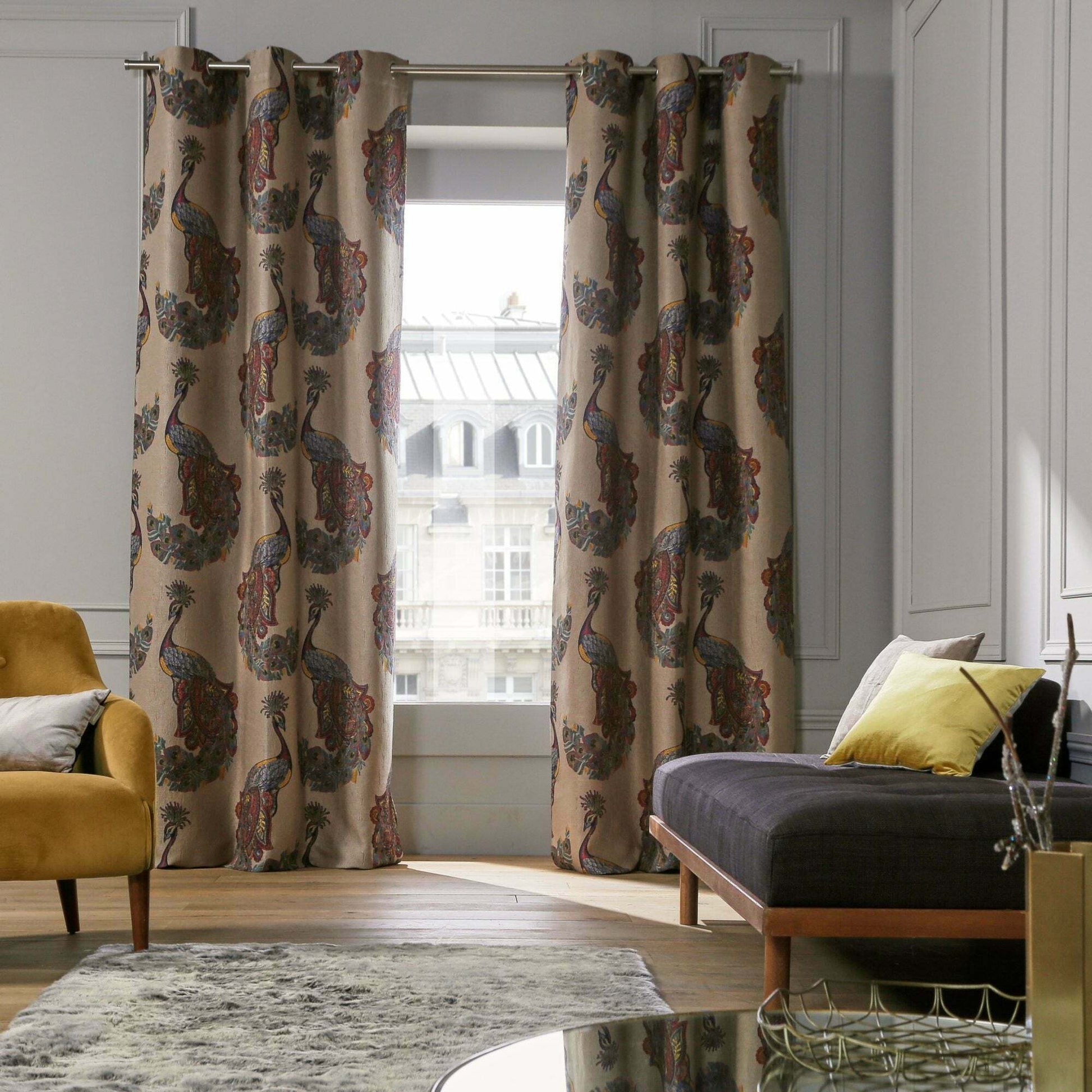 Rideau À Oeillets Indra Taupe Multicolore - Madura — 211572.jpg