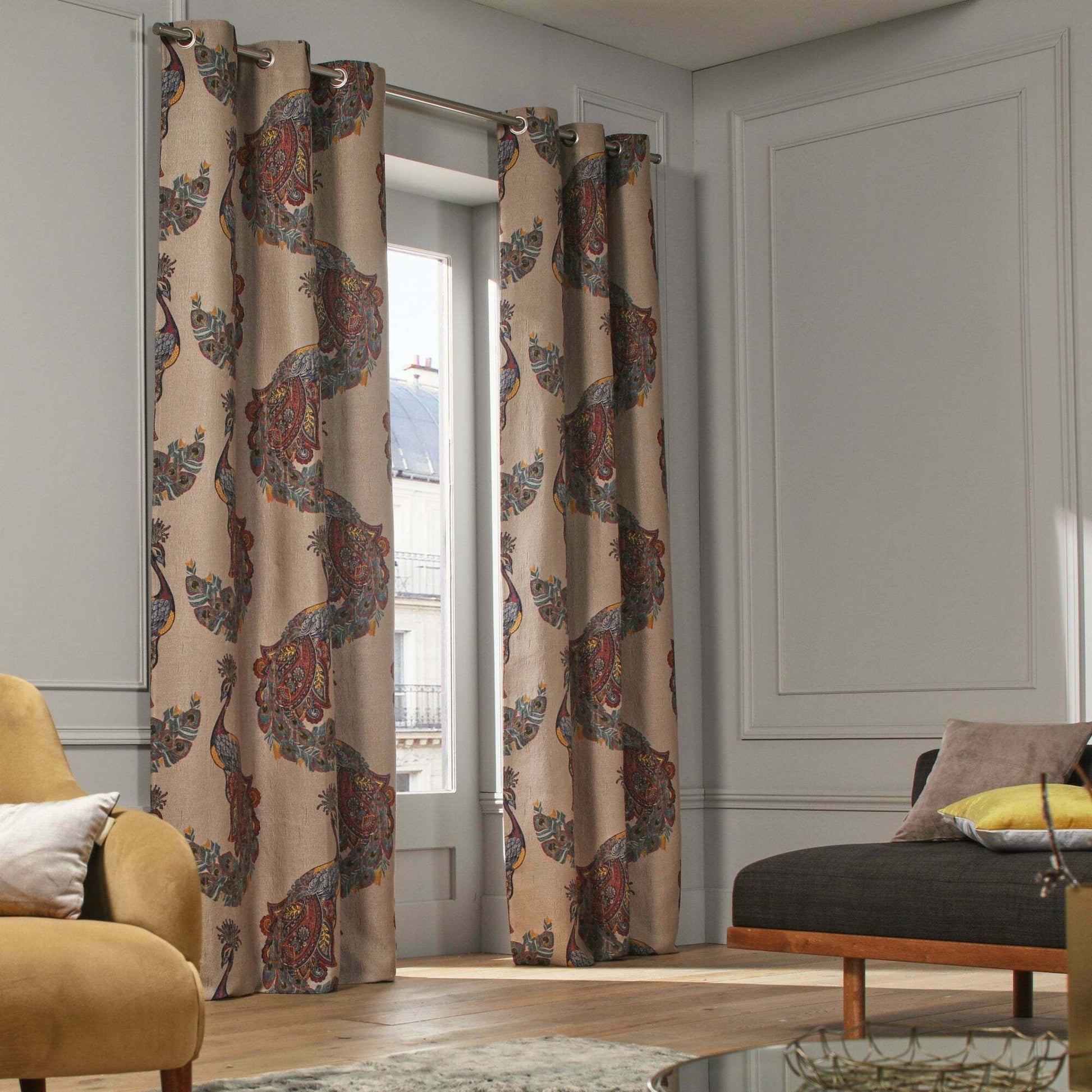 Rideau À Oeillets Indra Taupe Multicolore - Madura — 211573.jpg