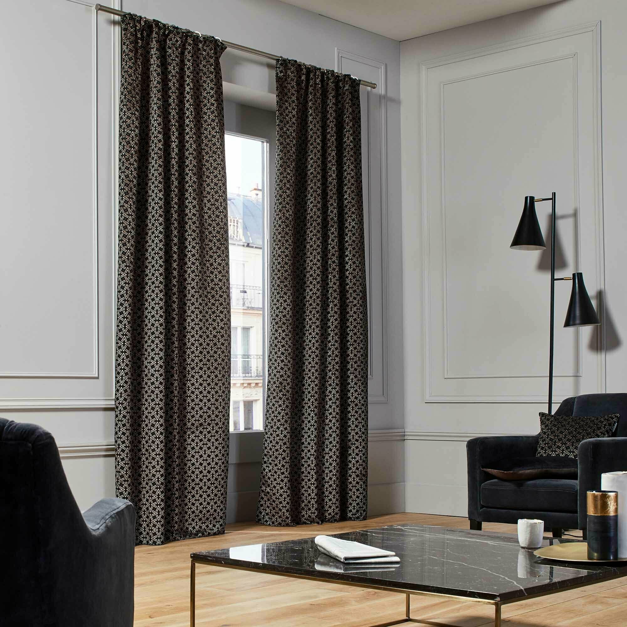 Rideau À Ruban Fronceur Oscar Noir Et Taupe - Madura — 211724.jpg