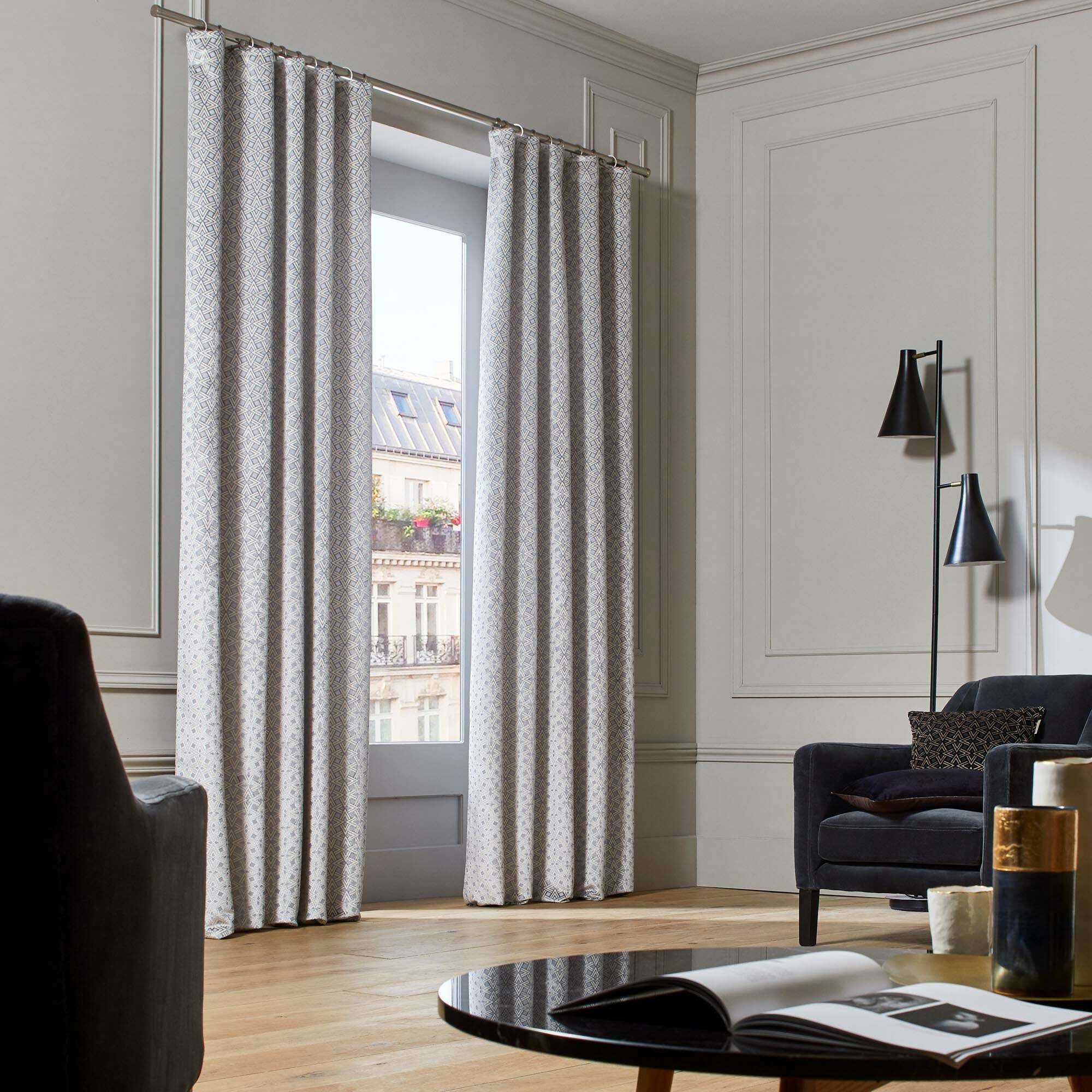 Rideau À Ruban Fronceur Oscar Gris Et Blanc - Madura — 211728.jpg