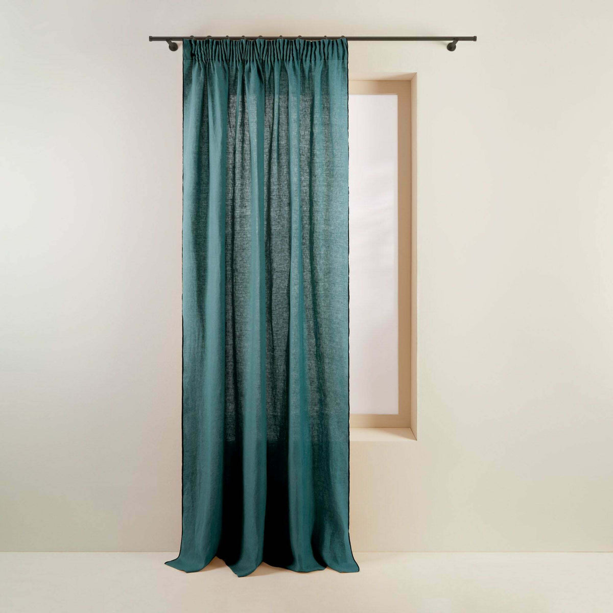 Rideau À Ruban Fronceur Carlina Bleu Vert Et Bourdon Noir - Madura — 211735.jpg