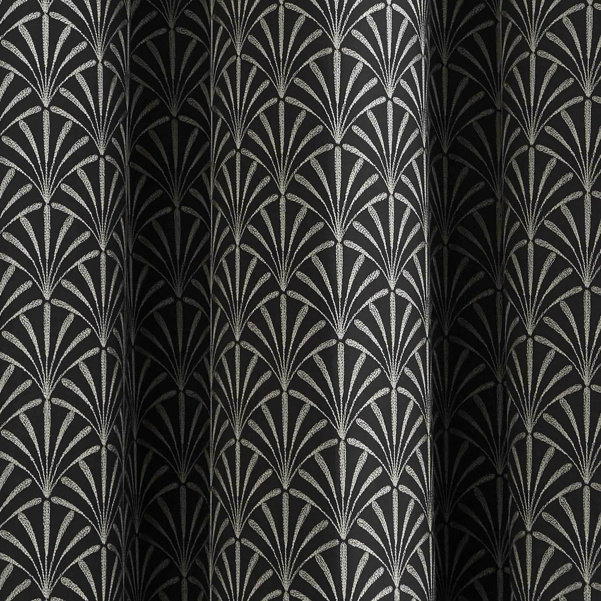 Rideau À Oeillets Noirs Doublé Ardeco Noir Et Argent - Madura — 211956.jpg