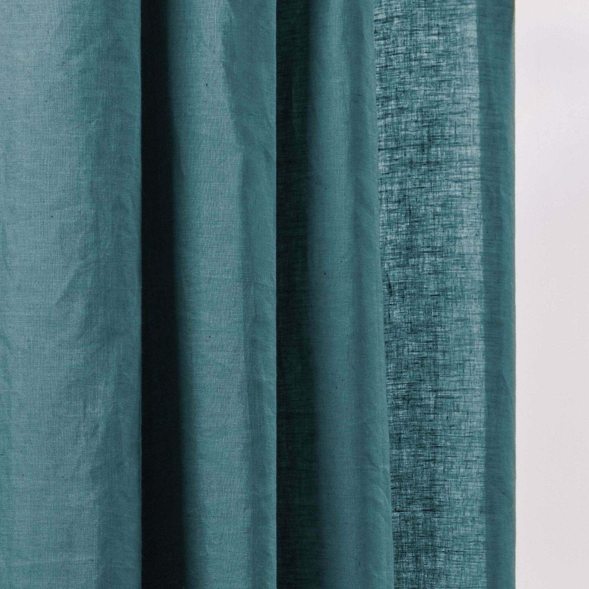 Rideau À Oeillets Noirs Carlina Bleu Vert Et Bourdon Noir - Madura — 212324.jpg