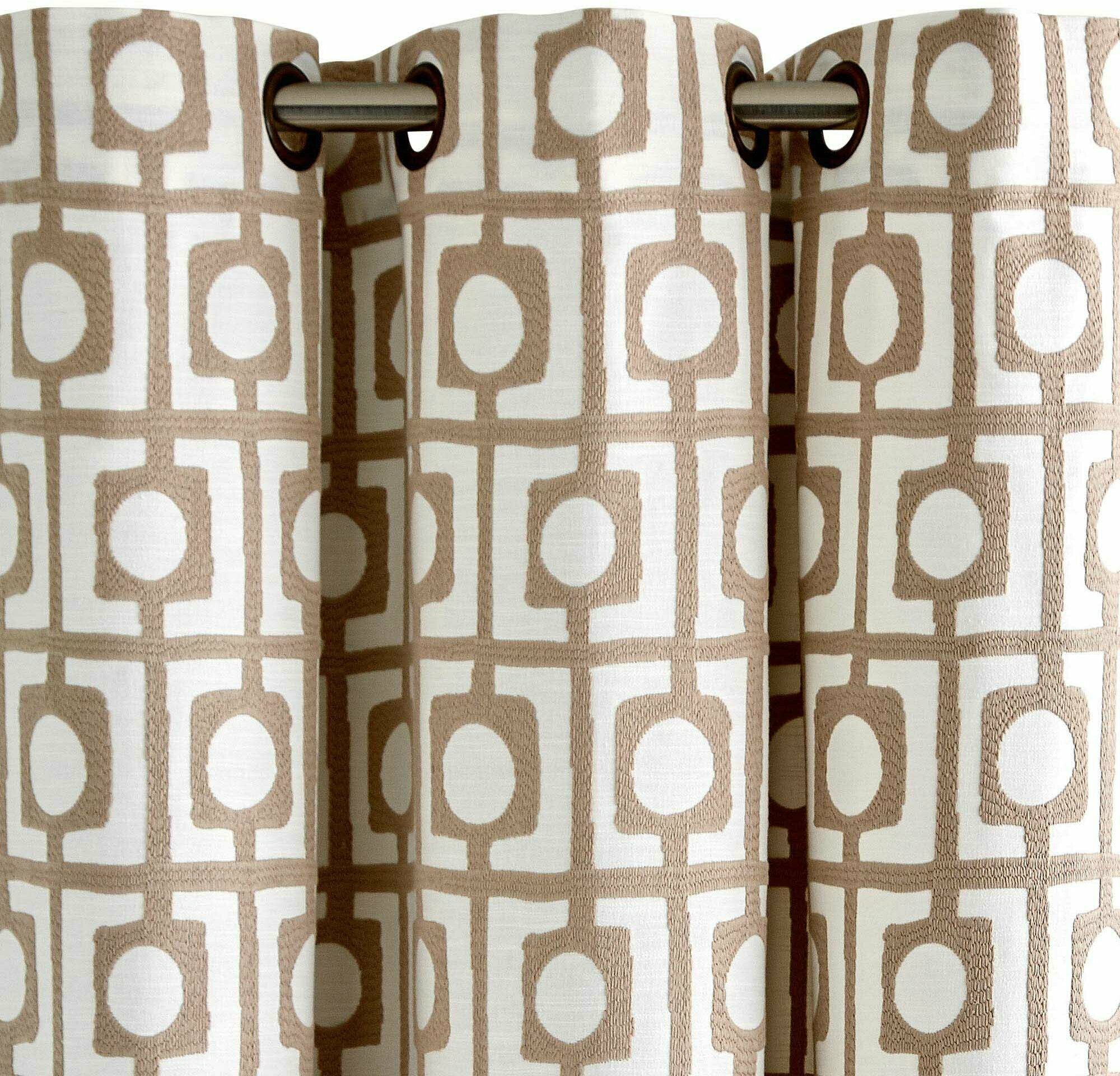 Rideau À Oeillets Abstract Naturel Et Beige - Madura — 212560.jpg