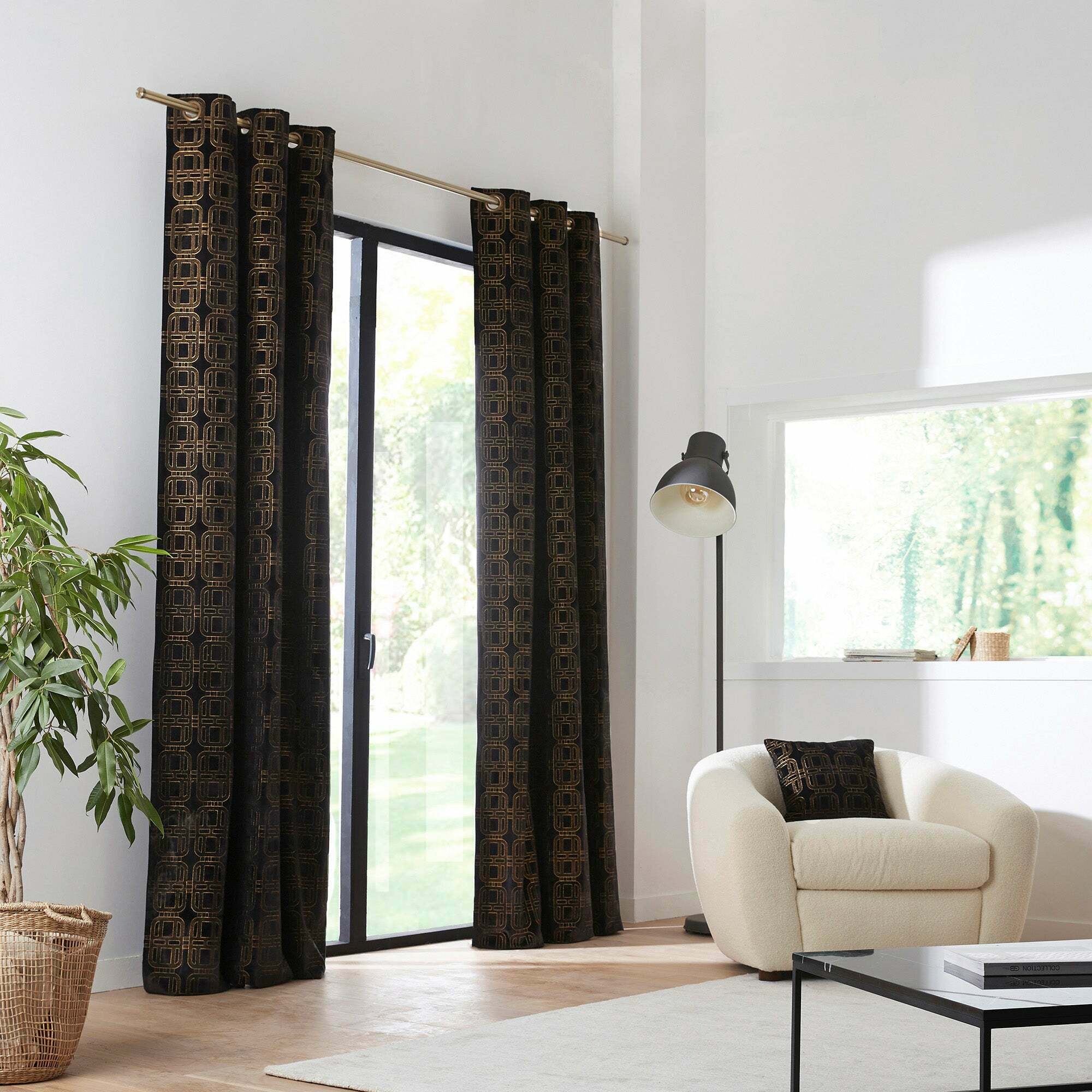 Rideau À Oeillets Dorés Balthazar Noir Et Doré - Madura — 213053.jpg