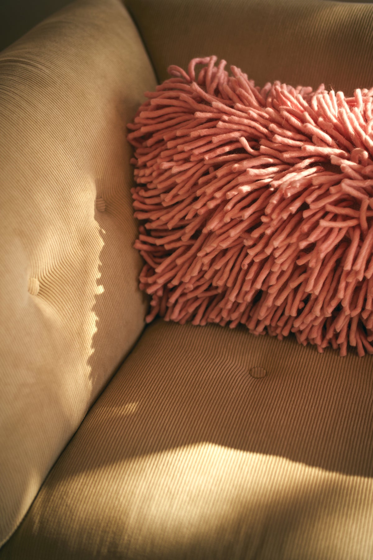 Coussin en laine rugueuse rose (70X45Cm) - HKLIVING