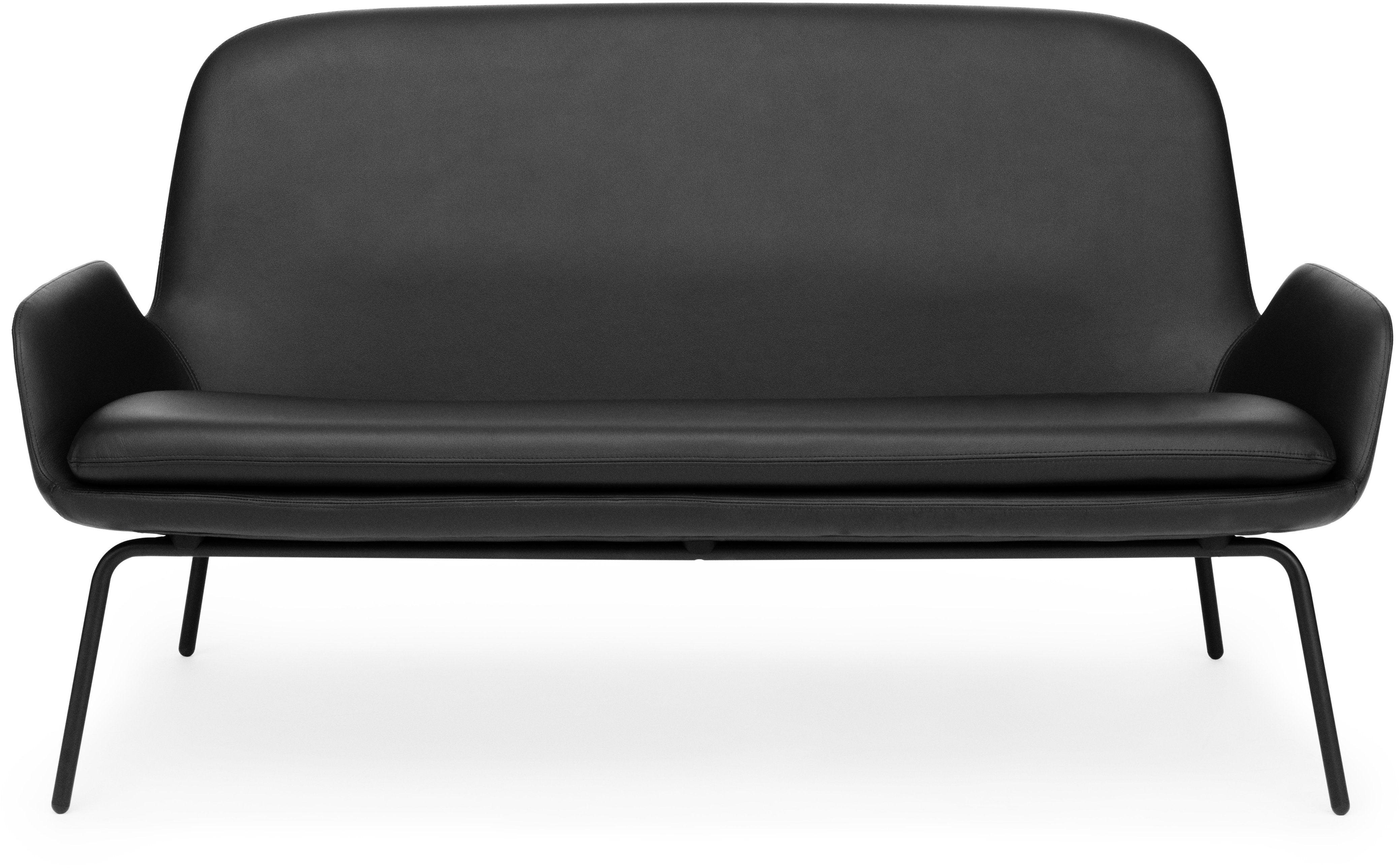 Canapé avec pieds en acier noir et assise en cuir noir Era - Normann Copenhagen